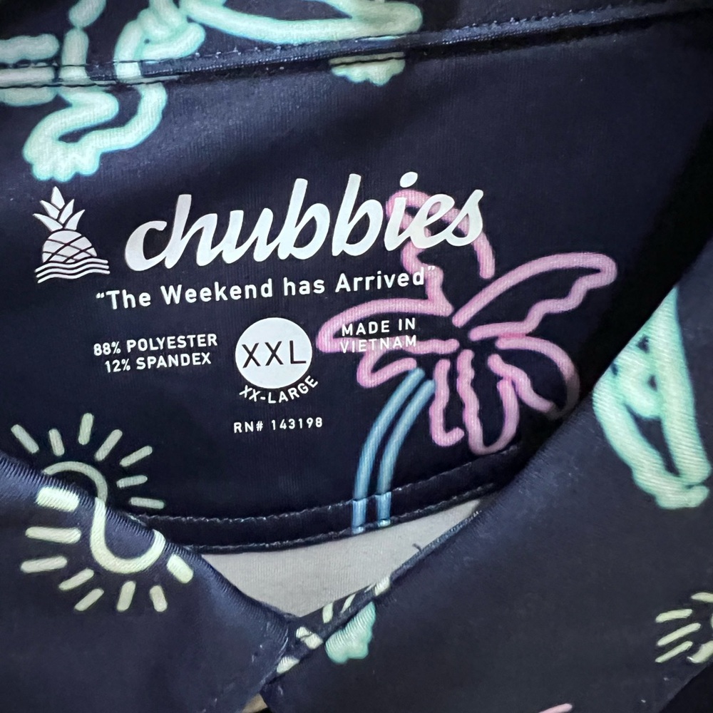 New With Tags $60 Men's Chubbies Sz XXL Navy Alligator Print Men's Shirt "Glades - Picture 3 of 4